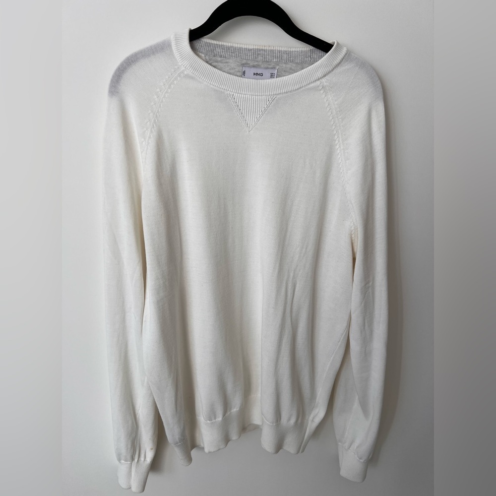 Mango White Crew Neck Sweater